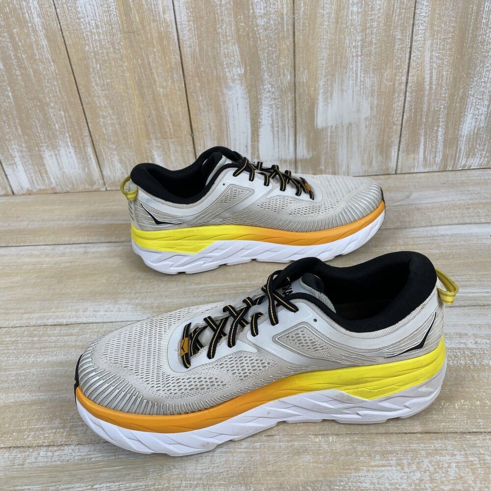 HOKA One One Bondi 7 Wide Nimbus Cloud/Yellow Mens Running Shoes Sz US 12-2E - Picture 7 of 10